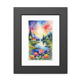 Framed Nature Poster — Watercolor Lakeside Landscape Art Print thumbnail 1