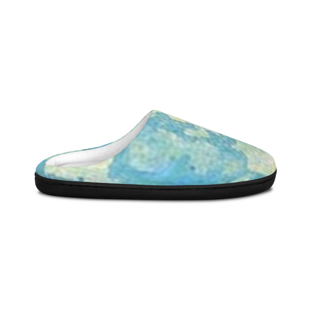 Blue Watercolor Cozy Slippers — Women's Indoor Soft House Shoes