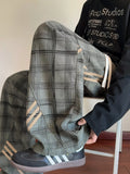 Men's Plaid Wide-Leg Pants with Side Stripes thumbnail 4
