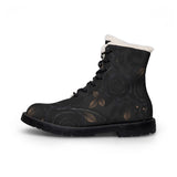 Women's Black Rose Fur-Lined Leather Boots — Warm Winter Lace-Up Combat Style thumbnail 3