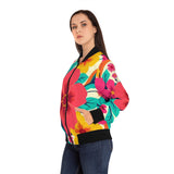 Floral Burst Women's Bomber Jacket — Bright Hawaiian All-Over Print thumbnail 6