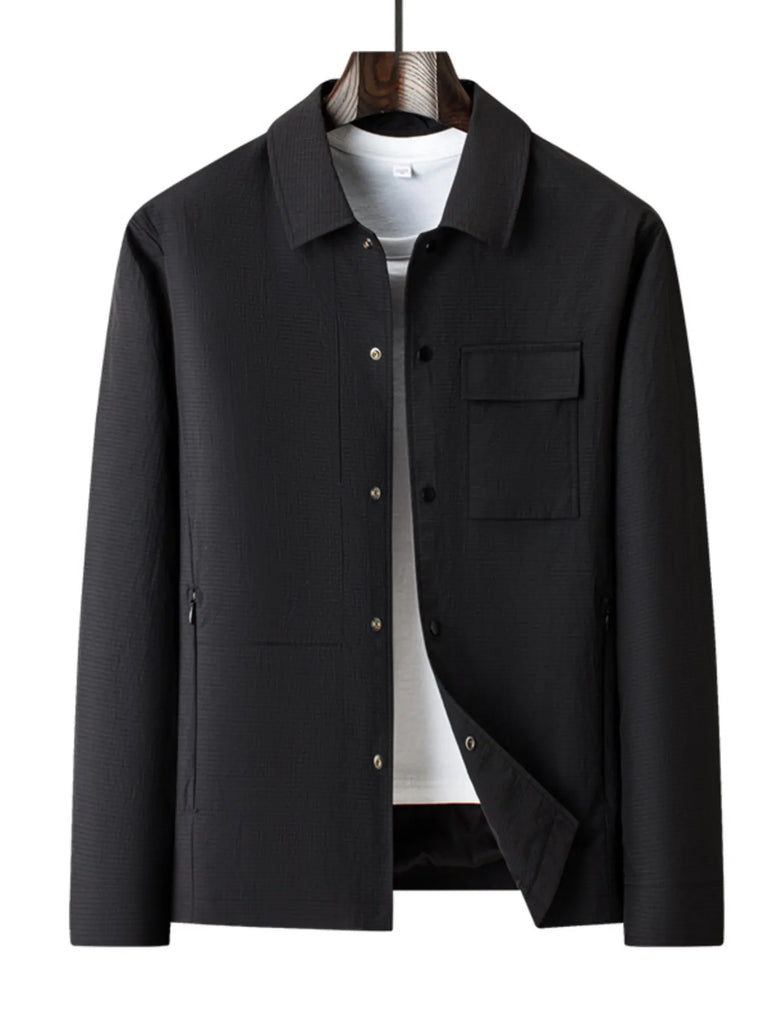 Men's Plus Size Snap Down Long Sleeve Jacket