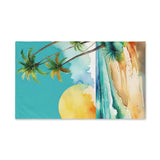 Tropical Sunset Hand Towel — Beach Palm Tree Watercolor Design thumbnail 2