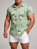 Men's Plus Size Floral Print Short Sleeve Shirt thumbnail 11