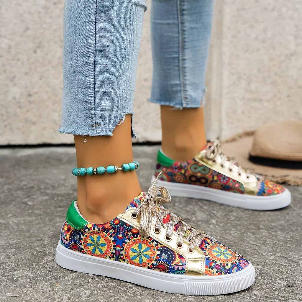 Printed Round Toe Sneakers