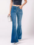Button Fly Bootcut Jeans with Pockets thumbnail 1