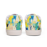 Abstract Watercolor Low-Top Leather Sneakers — Yellow Blue Splash thumbnail 6