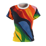 Women's Abstract Colorwave Tee — Vibrant All-Over Print Shirt thumbnail 2