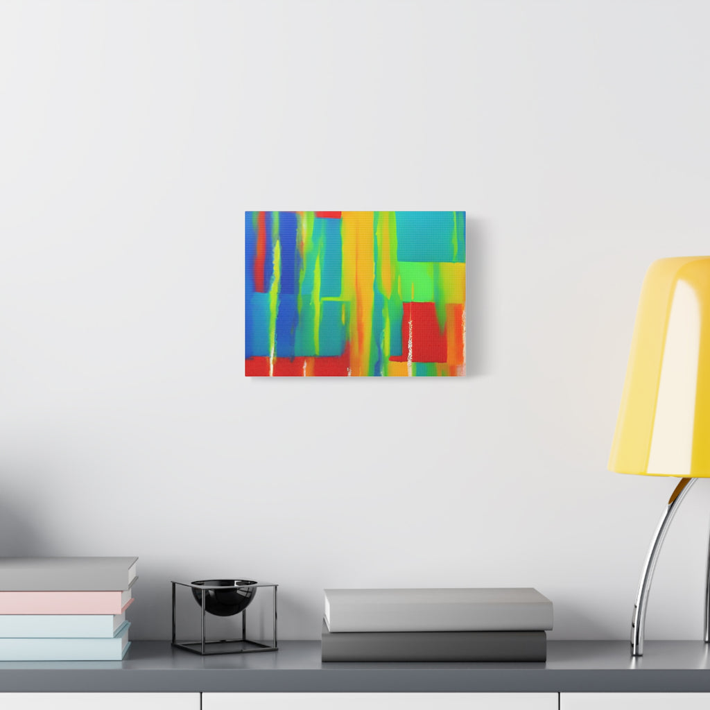 Abstract Rainbow Blocks Matte Canvas Print