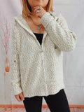 Zip Up Drawstring Long Sleeve Hooded Sweater thumbnail 13