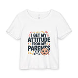 Baby Tee — "I Get My Attitude From My Parents" Cute Graphic Toddler Shirt thumbnail 1