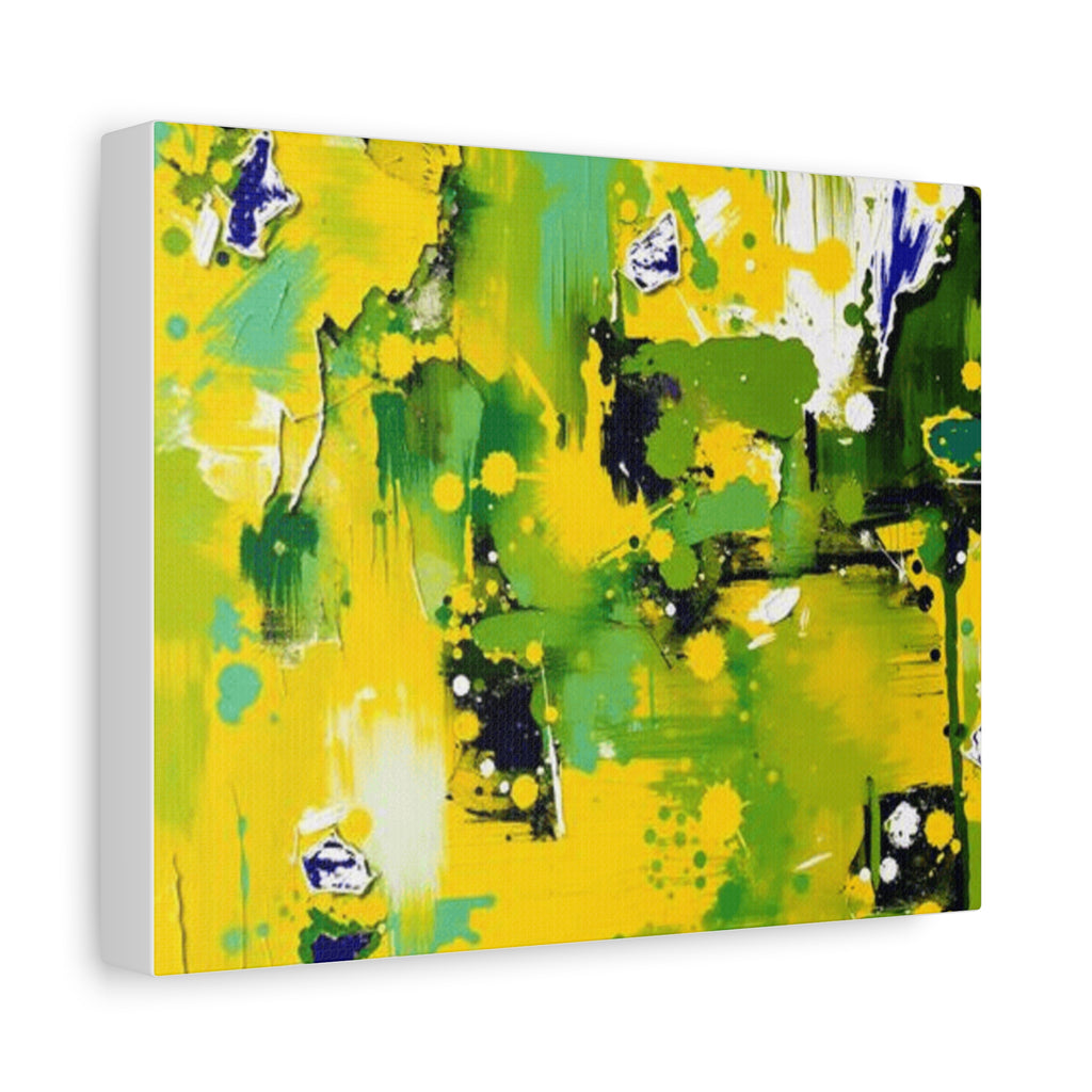 Abstract Green & Yellow Matte Canvas Print – Vibrant Modern Wall Art