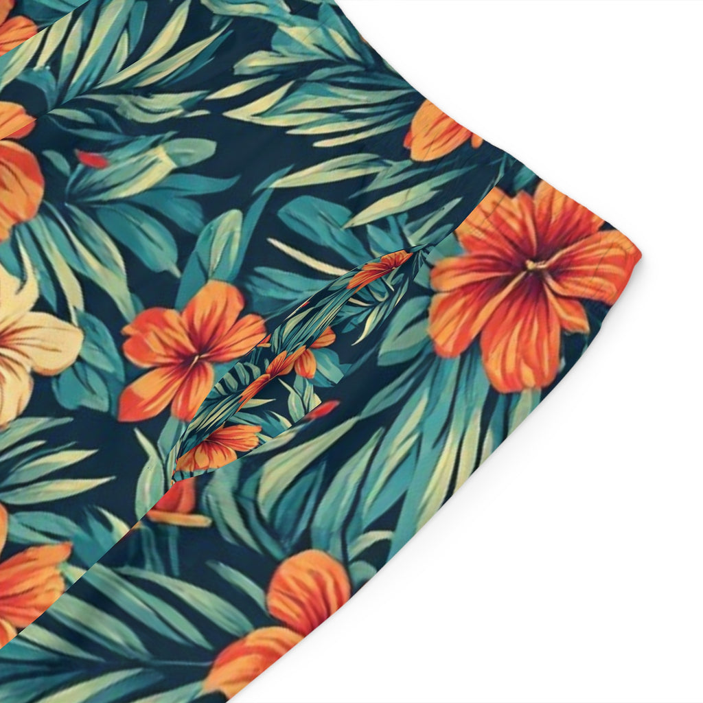 Tropical Hibiscus Board Shorts — Men's Floral Swim Trunks