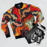 Abstract Swirl Bomber Jacket — Colorful Retro Marble AOP thumbnail 4