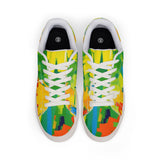 Men's Low-Top Sneakers — Bright Abstract Colorblock Leather Trainers thumbnail 2