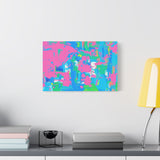 Neon Splash Abstract Canvas Print – Bright Pink & Aqua Modern Wall Art thumbnail 1