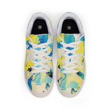 Abstract Watercolor Low-Top Leather Sneakers — Yellow Blue Splash thumbnail 2