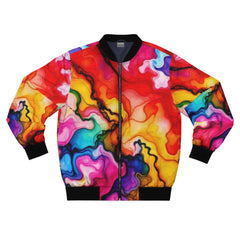 Colorful jacket with abstract design on a white background
