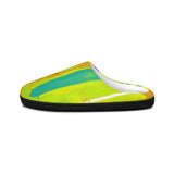 Colorful Abstract Men’s Indoor Slippers — Bright Yellow Artistic House Shoes thumbnail 4