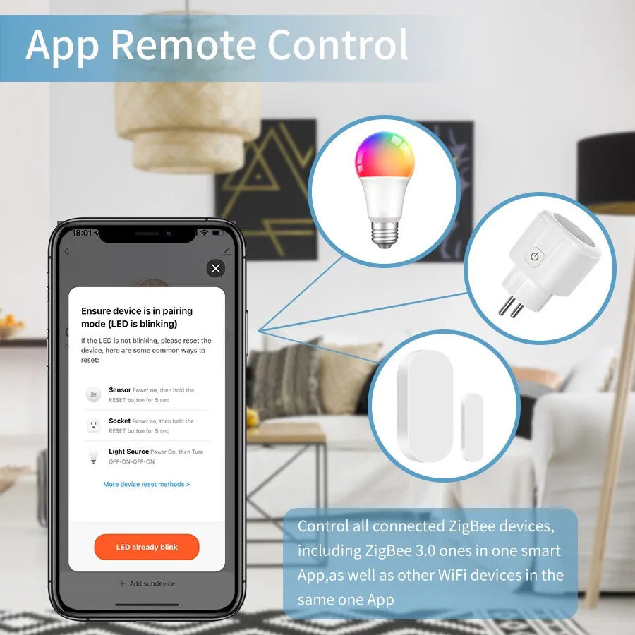 Tuya Wireless Smart Multi-Mode Gateway Hub – Bluetooth & ZigBee Mesh, Smart Life App, Alexa & Google Home Compatible