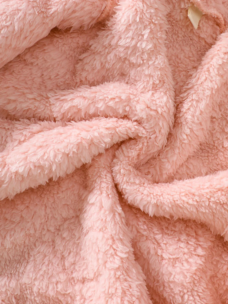 Children's Heart Pattern Fuzzy Hooded Outerwear