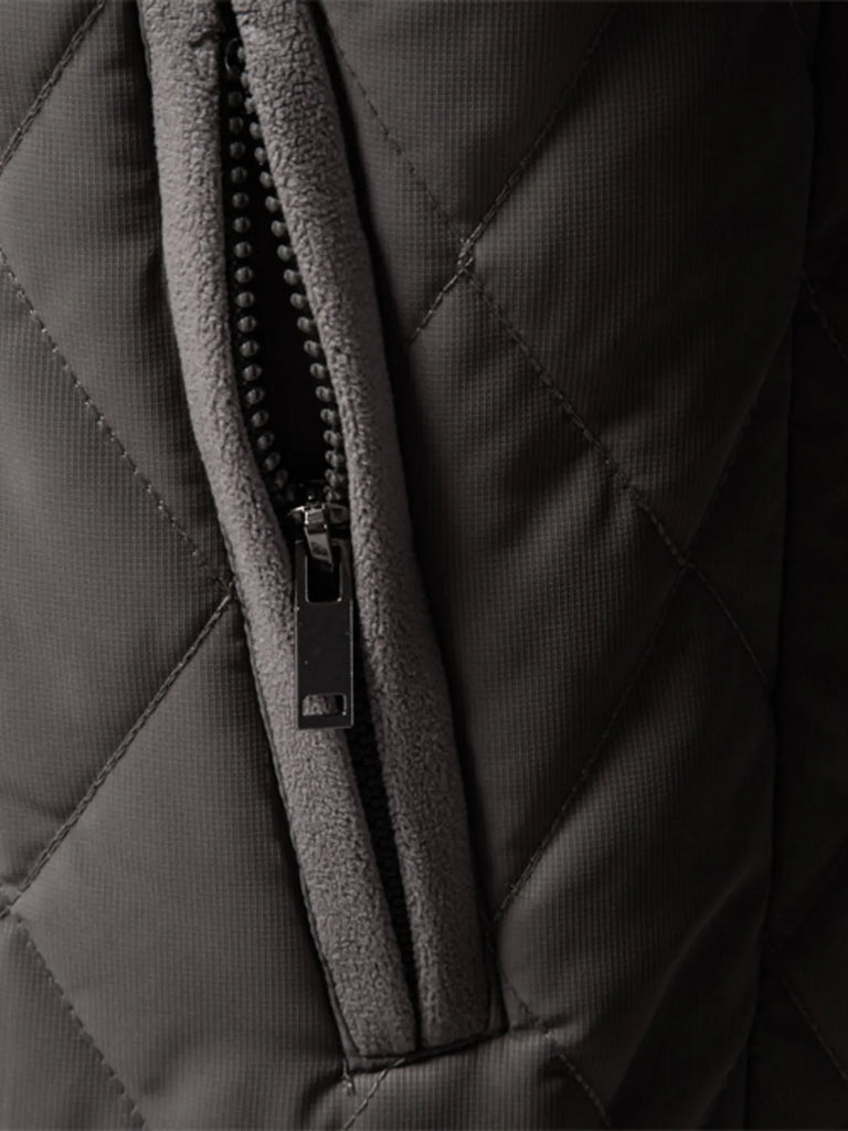 Men's Quilted Snap Down Long Sleeve Jacket