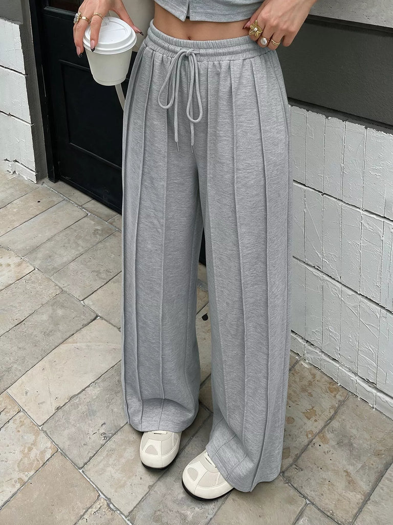 Drawstring Wide-Leg Sweatpants
