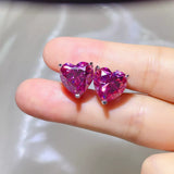 10 Carat 925 Sterling Silver Moissanite Heart Stud Earrings thumbnail 1