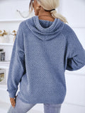 Texture Drawstring Long Sleeve Hooded Sweater thumbnail 12