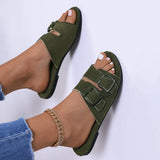 Double Buckle Flat Slide Sandals thumbnail 3