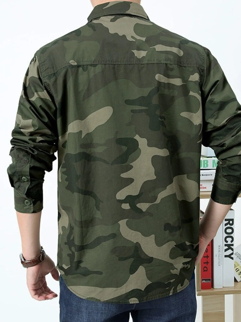 Men's Plus Size Camouflage Print Long Sleeve Shirt