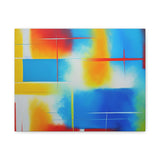 Abstract Color Field Matte Canvas Print — Vibrant Blue, Yellow & Red Stretched Wall Art thumbnail 4