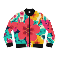 Colorful floral jacket with a vibrant design on a white background