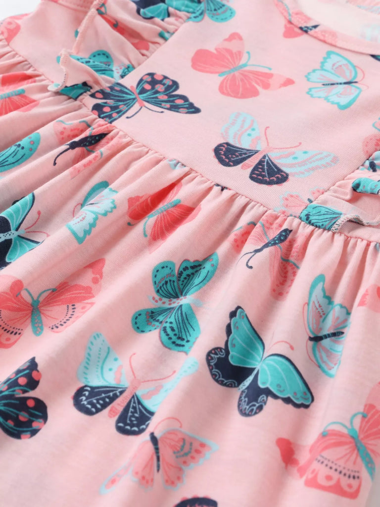 Children's Butterfly Print Ruffle Sleeve Dress