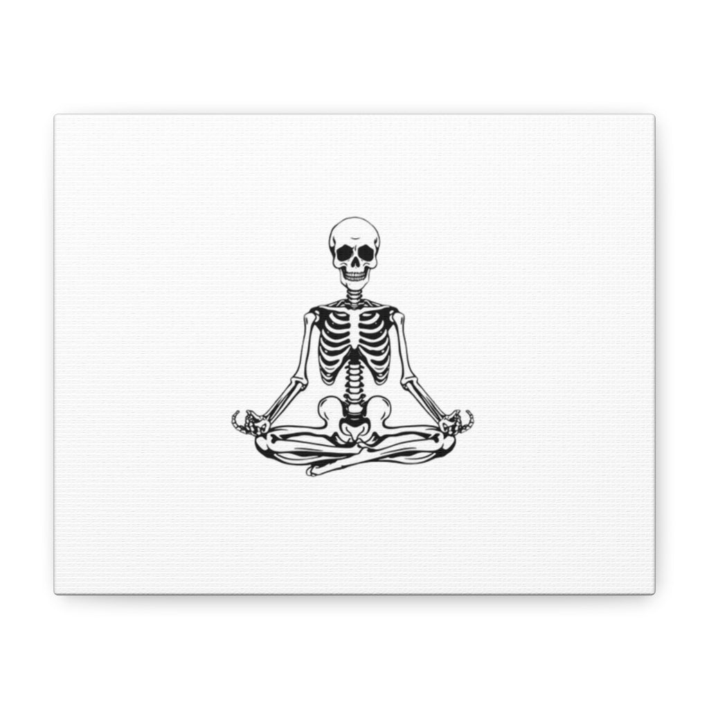 Yoga Skeleton Canvas Print — Meditating Skeleton Wall Art, Minimalist Gothic Home Decor