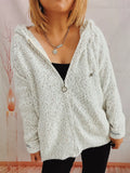 Zip Up Drawstring Long Sleeve Hooded Sweater thumbnail 3