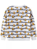 Children's Excavator Print Striped Crew Neck Sweatshirt thumbnail 3
