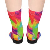 Abstract Neon Brushstroke Mid-Length Socks — Colorful Artistic Crew Socks thumbnail 2