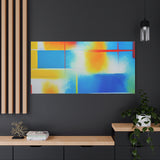 Abstract Color Field Matte Canvas Print — Vibrant Blue, Yellow & Red Stretched Wall Art thumbnail 97