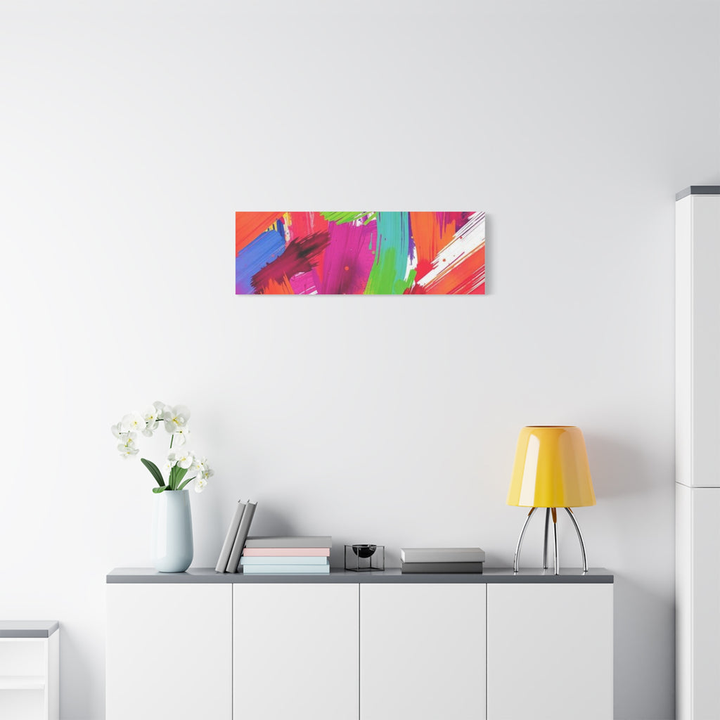 Abstract Rainbow Brushstrokes Matte Canvas Wall Art — Vibrant Stretched 1.25"