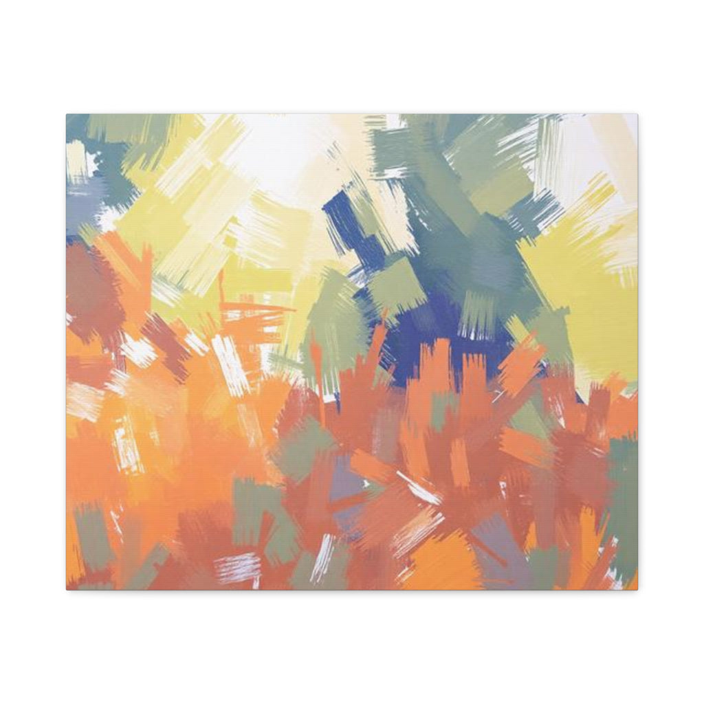 Abstract Colorful Brushstroke Matte Canvas Wall Art – Vibrant Orange & Green Stretched Print