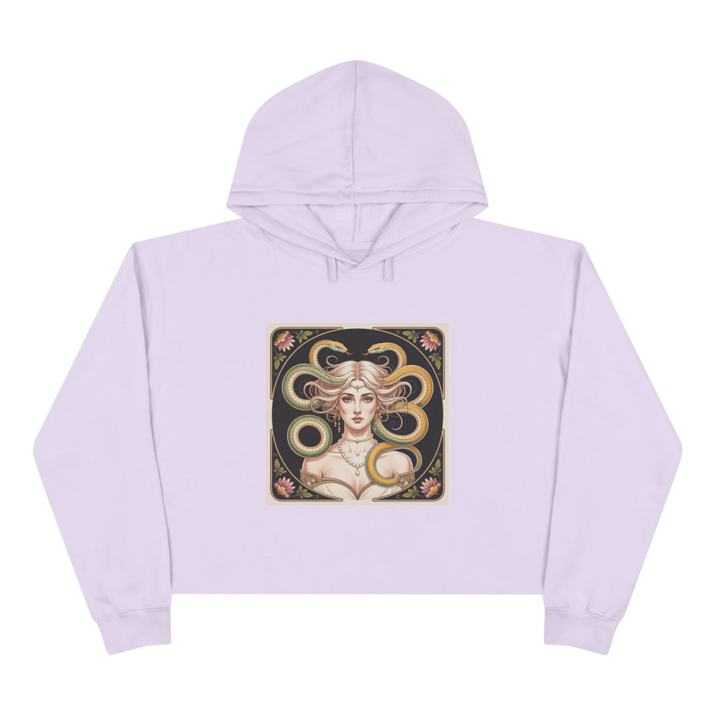 Art Nouveau Medusa Crop Hoodie — Vintage Goddess Graphic