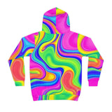 Kids Psychedelic Swirl Hoodie – Bright Rainbow All-Over Print thumbnail 3