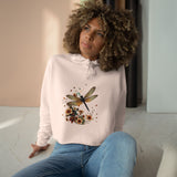 Dragonfly Floral Crop Hoodie — Botanical Watercolor Dragonfly Graphic thumbnail 8