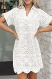 Solid Color Eyelet Embroidered T Shirt Mini Dress thumbnail 4