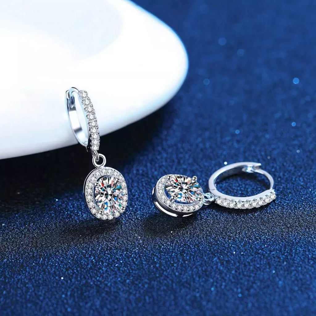 1 Carat Moissanite 925 Sterling Silver Drop Earrings