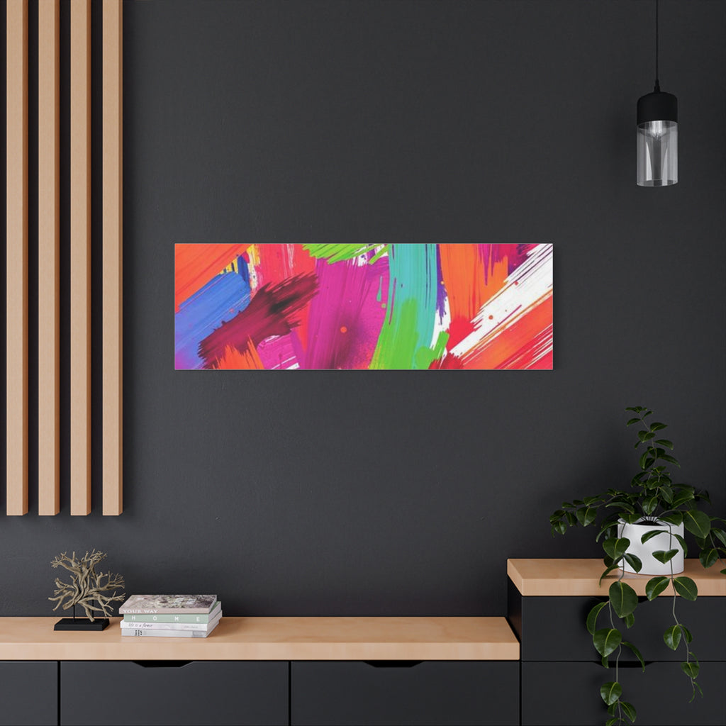 Abstract Rainbow Brushstrokes Matte Canvas Wall Art — Vibrant Stretched 1.25"