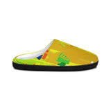 Colorful Abstract Men’s Indoor Slippers — Bright Yellow Artistic House Shoes thumbnail 2