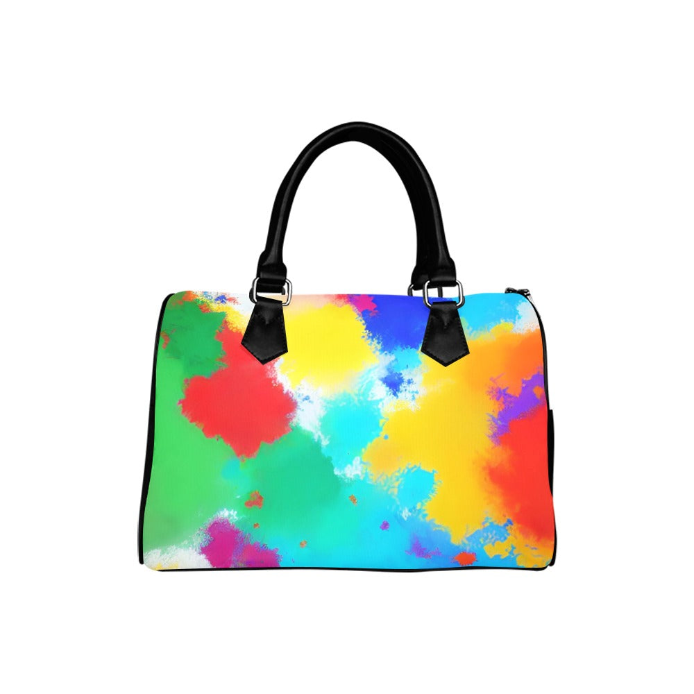 Abstract Art Barrel Type Handbag – Canvas & PU Leather Printed Handbag