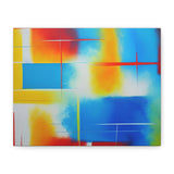 Abstract Color Field Matte Canvas Print — Vibrant Blue, Yellow & Red Stretched Wall Art thumbnail 2